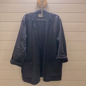 Flax linen jacket chore jacket medium navy blue